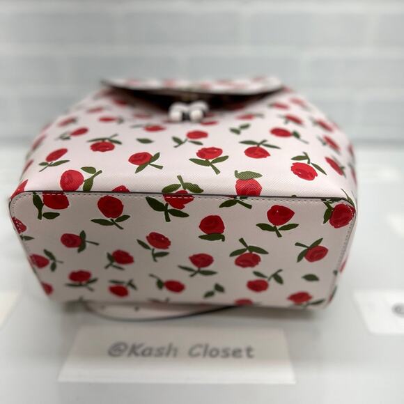 Kate Spade Lizzie Medium Festive Rosette Leather Flap Backpack Rose Print main image 5